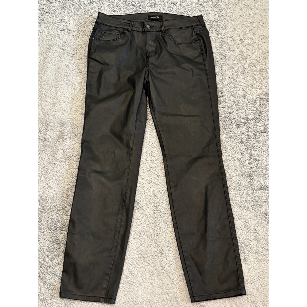 Massimo Dutti Womens 8 Black Faux Leather Ankle Skinny Pants Casual Stretch